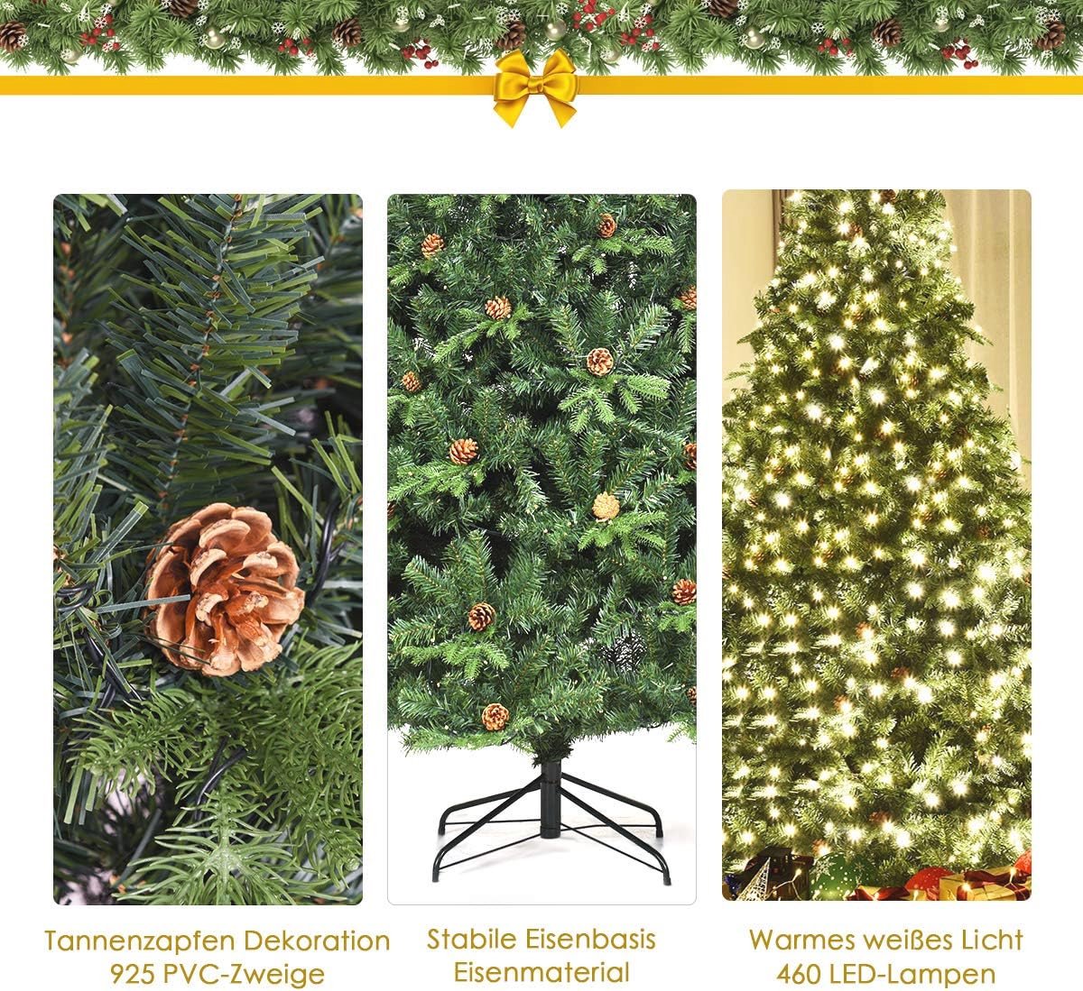 Kunstkerstboom Realistische Dennenboom met Verlichting 210-240 cm