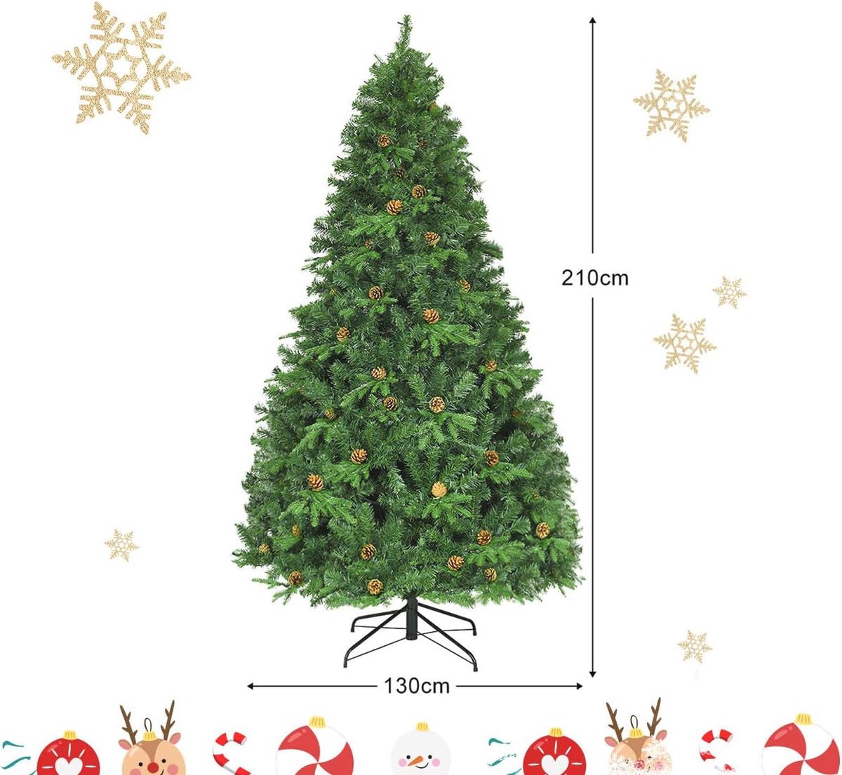 Kunstkerstboom Realistische Dennenboom met Verlichting 210-240 cm