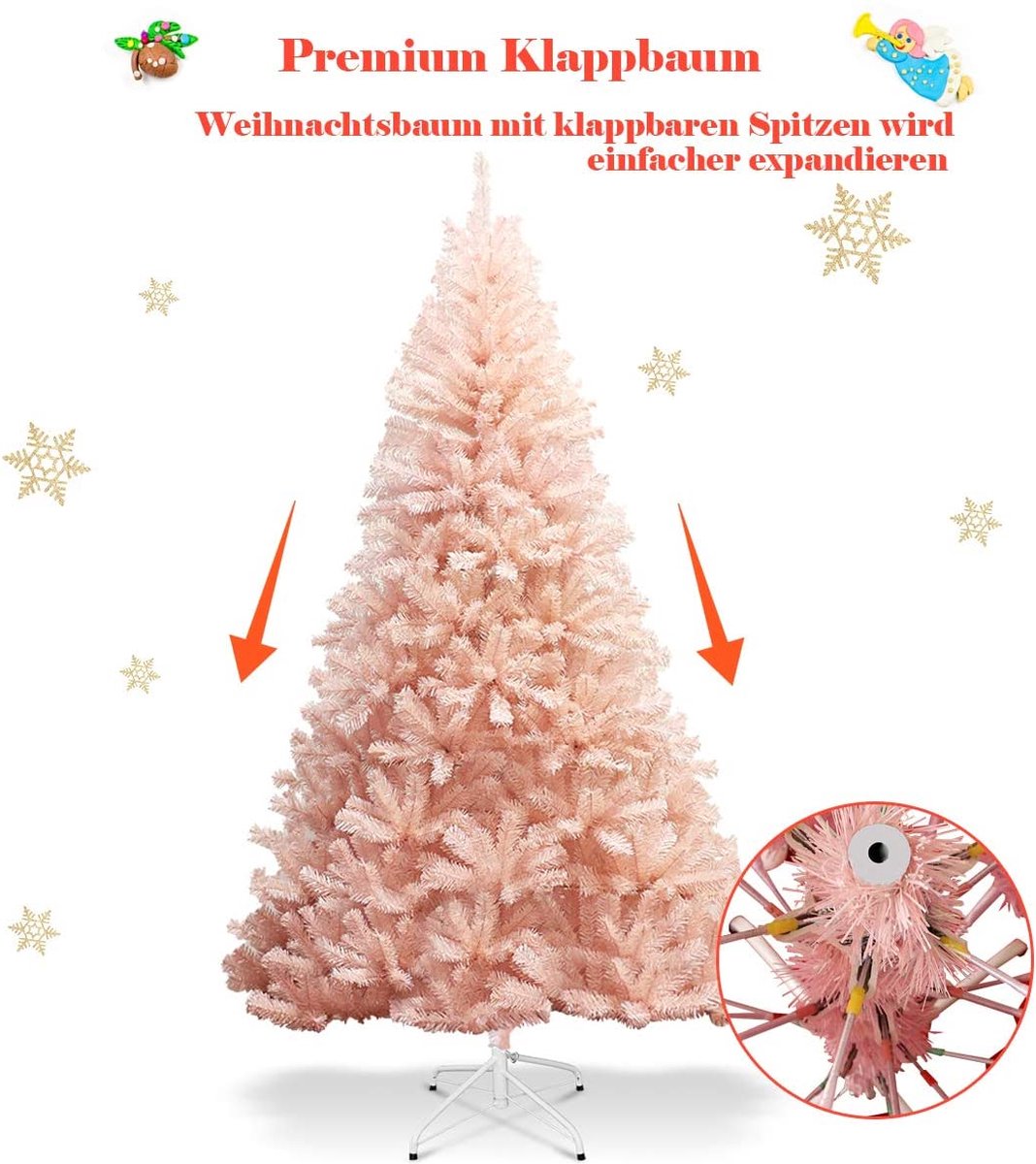 Kunstkerstboom Roze 180 cm met Metalen Standaard