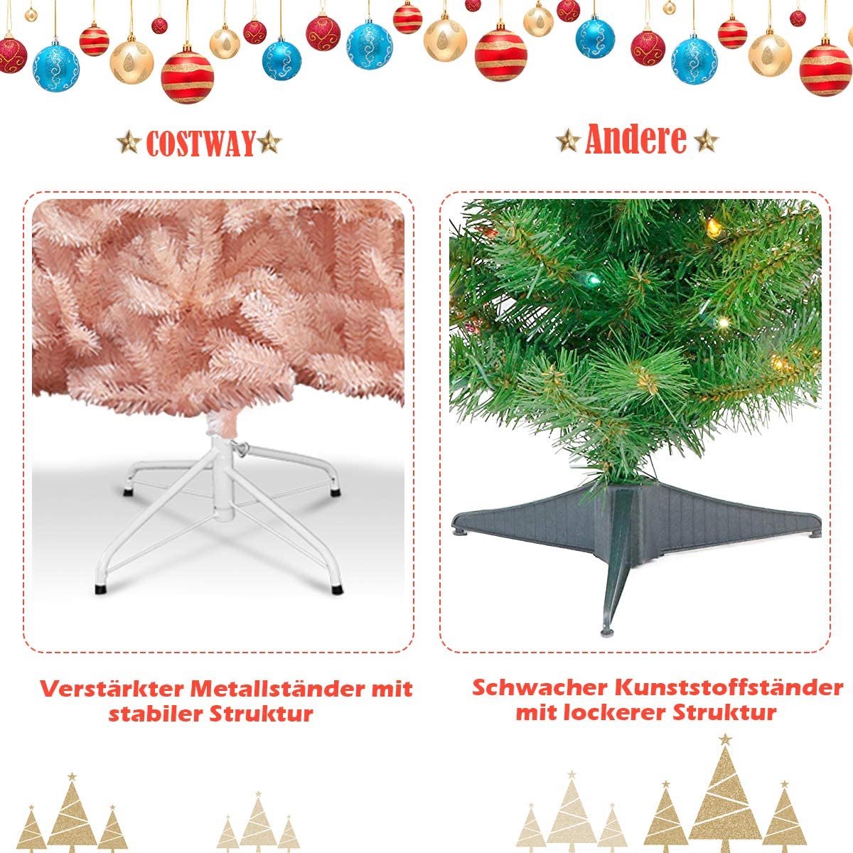 Kunstkerstboom Roze 180 cm met Metalen Standaard