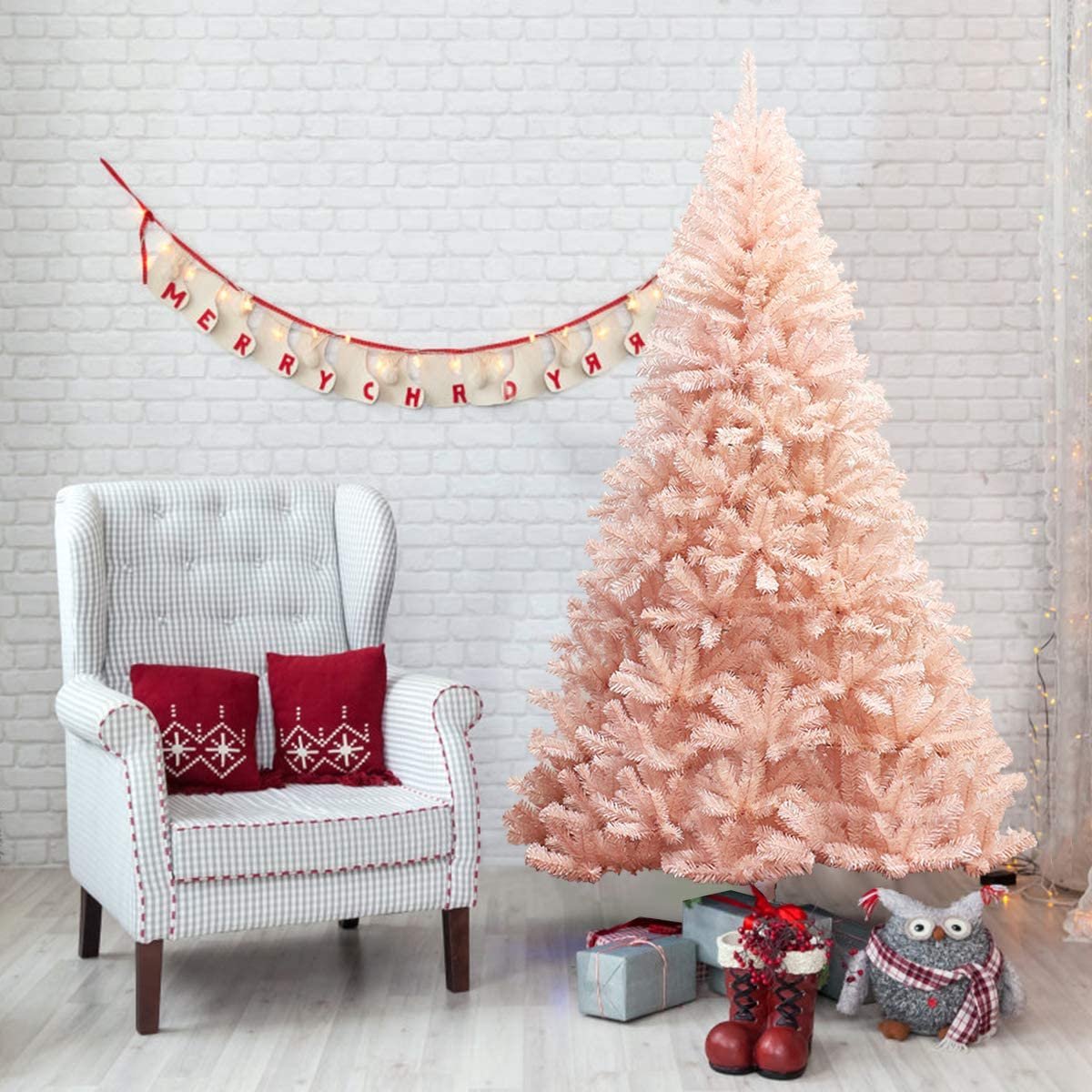 Kunstkerstboom Roze 180 cm met Metalen Standaard