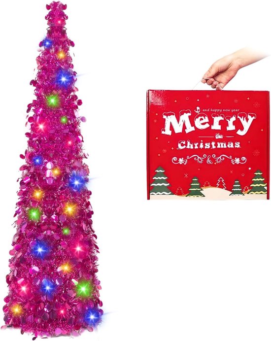 Kunstkerstboom Rozerood 150 cm Pop-up Verlicht