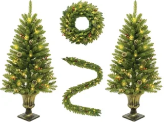 Kunstkerstboom set 120 cm met LED-lichterketting