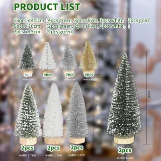 Kunstkerstboom Set van 21 - Mini kerstbomen