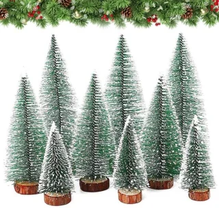 Kunstkerstboom set van 9 – houten sokkel, 10/16/20 cm