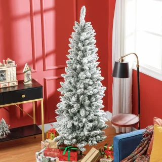 Kunstkerstboom Slank 180 cm groen/wit