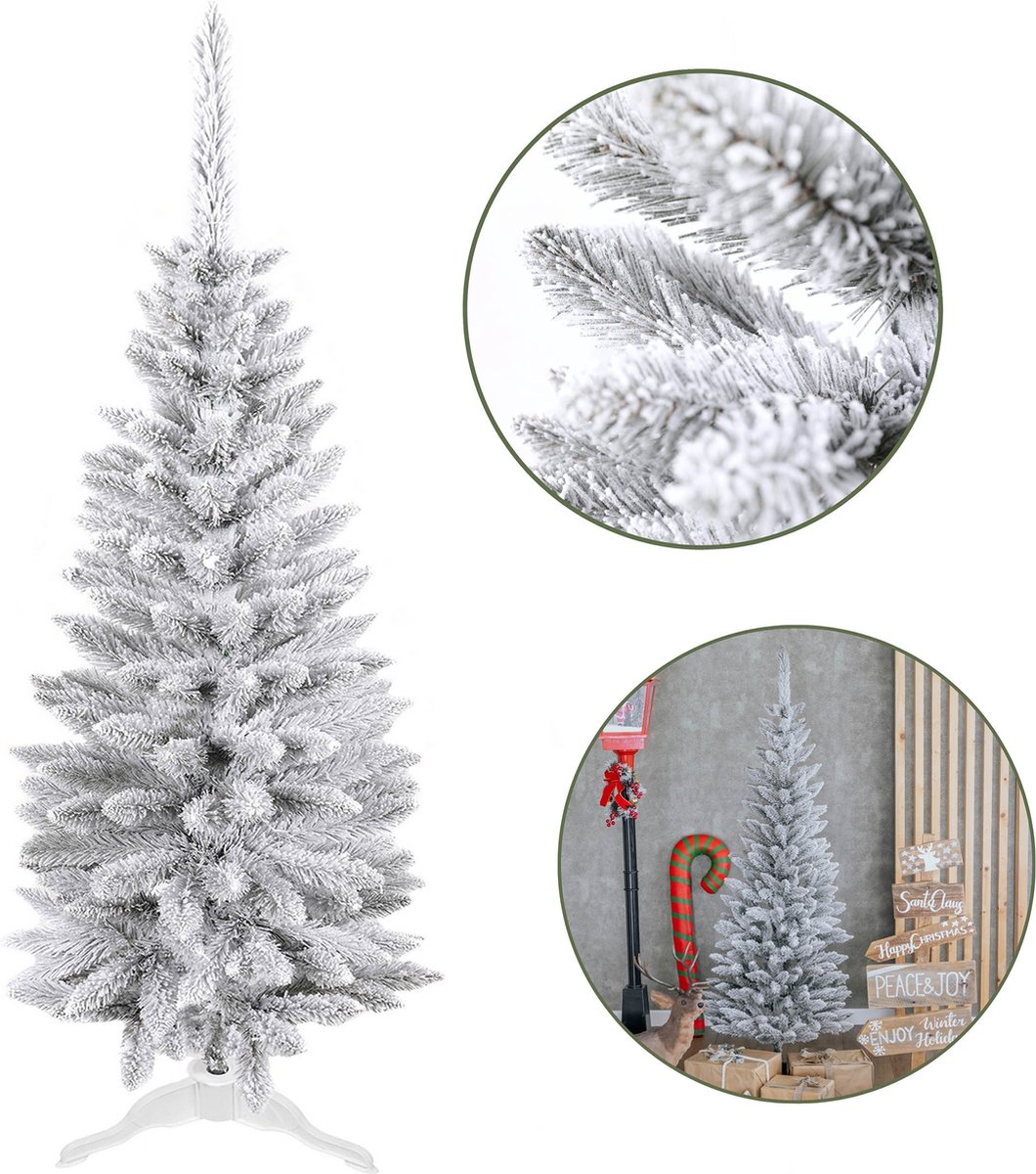 Kunstkerstboom Slanke Besneeuwde Spar PVC 120 cm