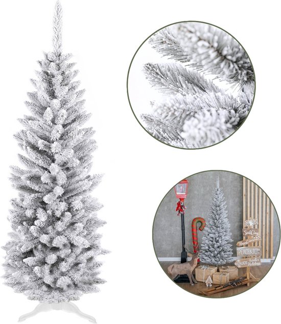 Kunstkerstboom Slanke Besneeuwde Spar PVC 150 cm