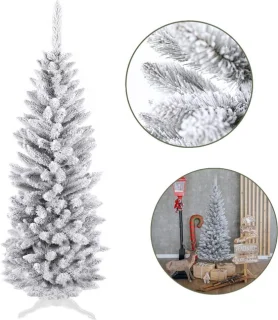 Kunstkerstboom Slanke Besneeuwde Spar PVC 150 cm