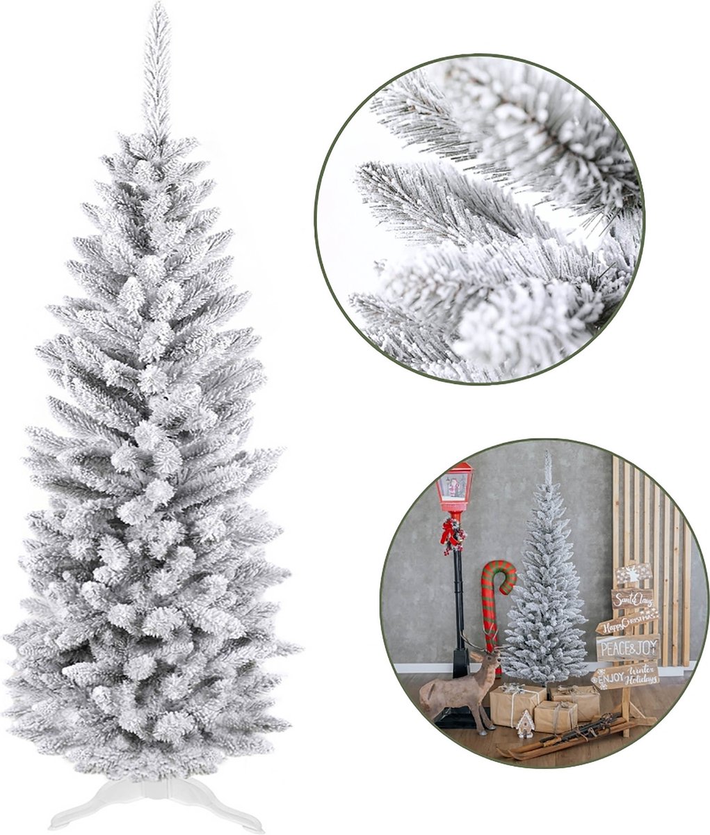 Kunstkerstboom Slanke Spar PVC 180 cm Besneeuwd