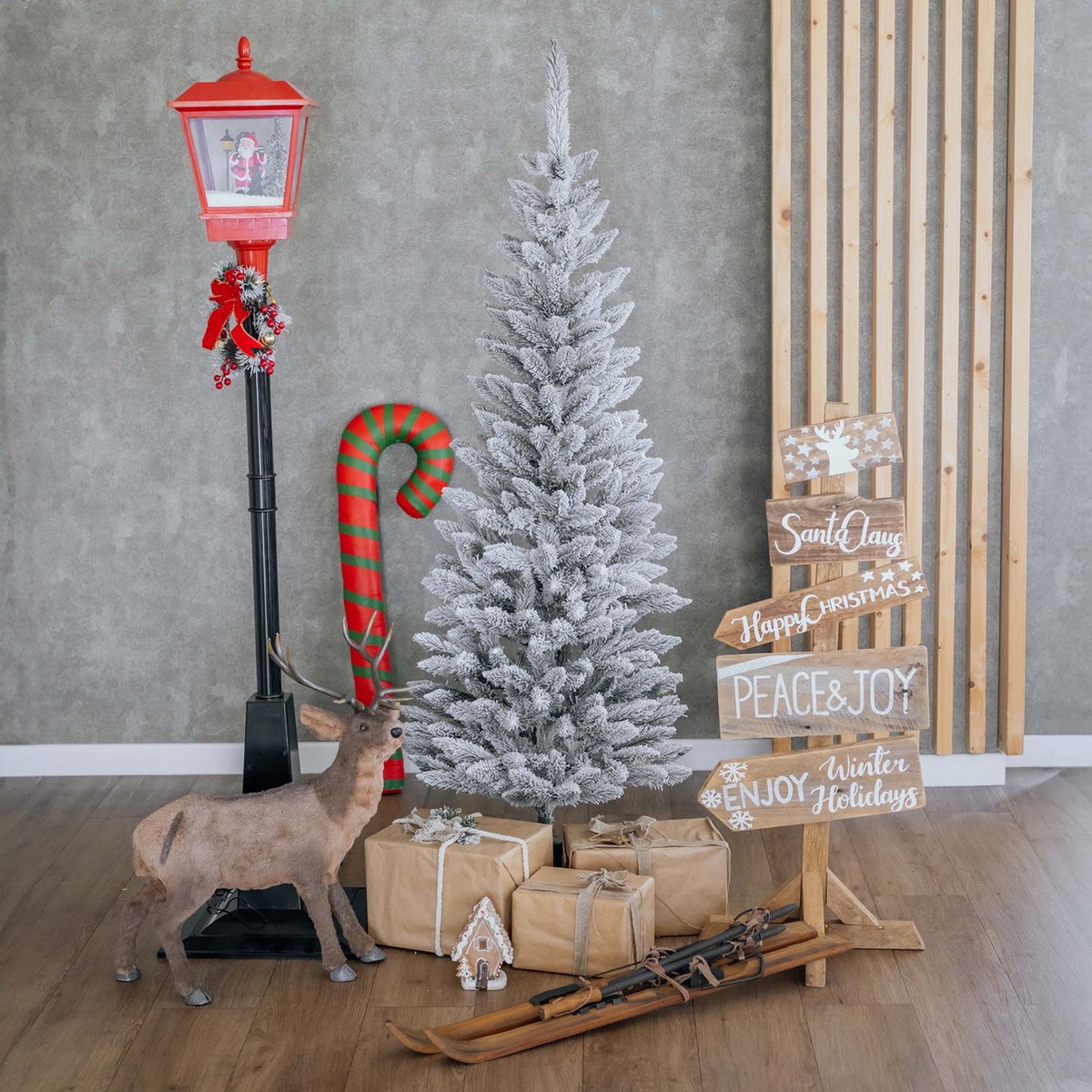 Kunstkerstboom Slanke Spar PVC 180 cm Besneeuwd