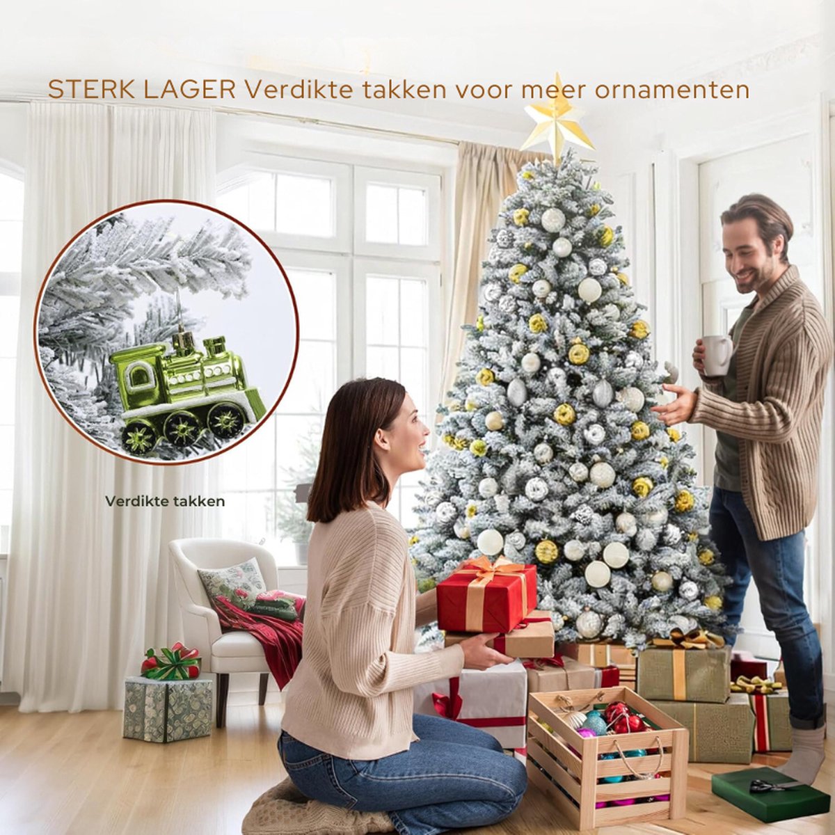 kunstkerstboom sneeuw 182 cm vouwbaar met standaard