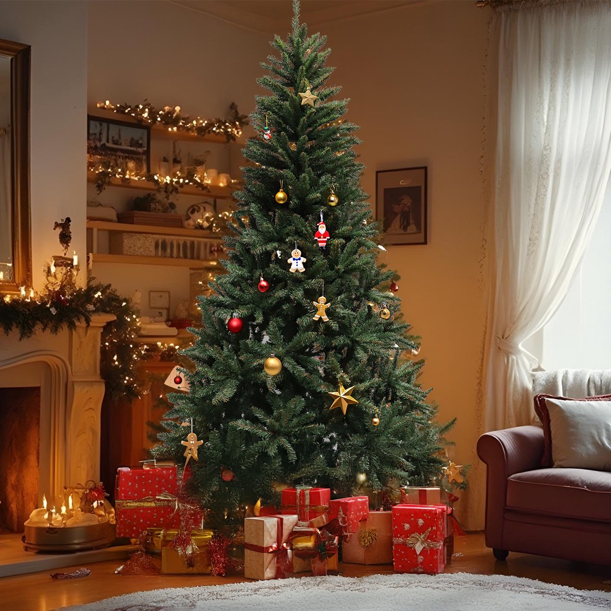Kunstkerstboom Spar 150 cm met metalen voet groen