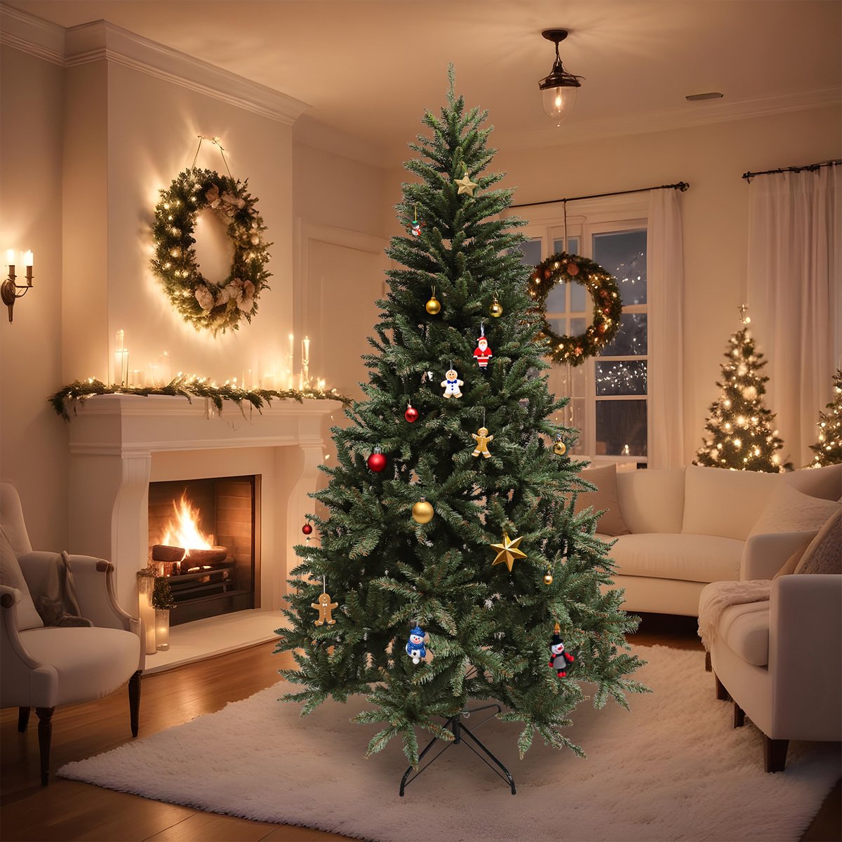 Kunstkerstboom Spar 150 cm met metalen voet groen