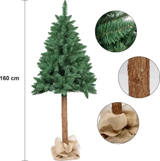 Kunstkerstboom Spar 160 cm met houten stam