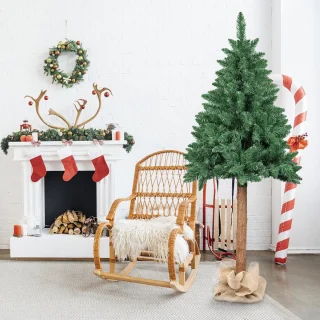 Kunstkerstboom Spar 160 cm met houten stam