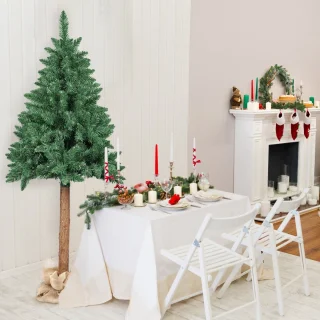 Kunstkerstboom Spar 160 cm met houten stam