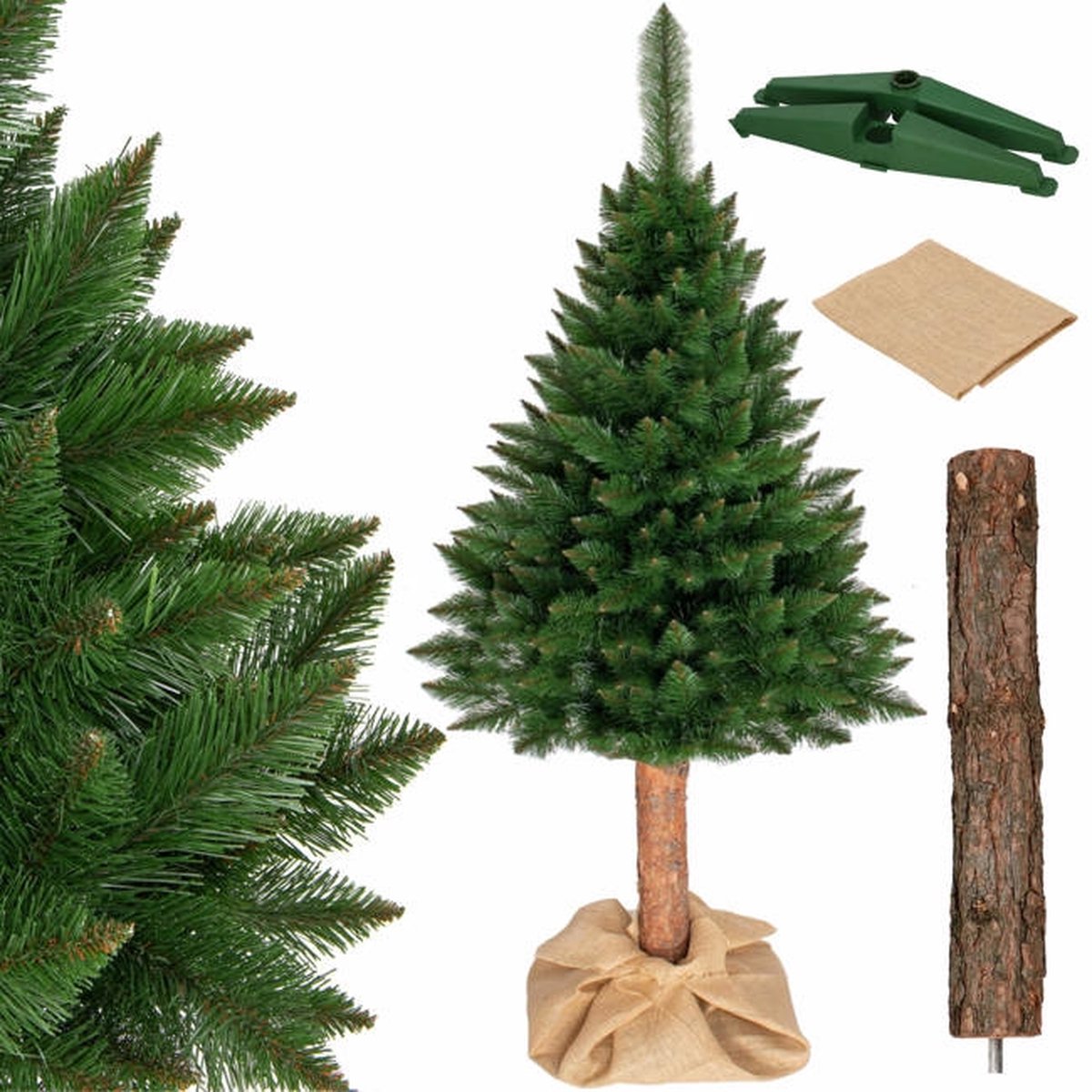 Kunstkerstboom Spar 220 cm met Houten Stam