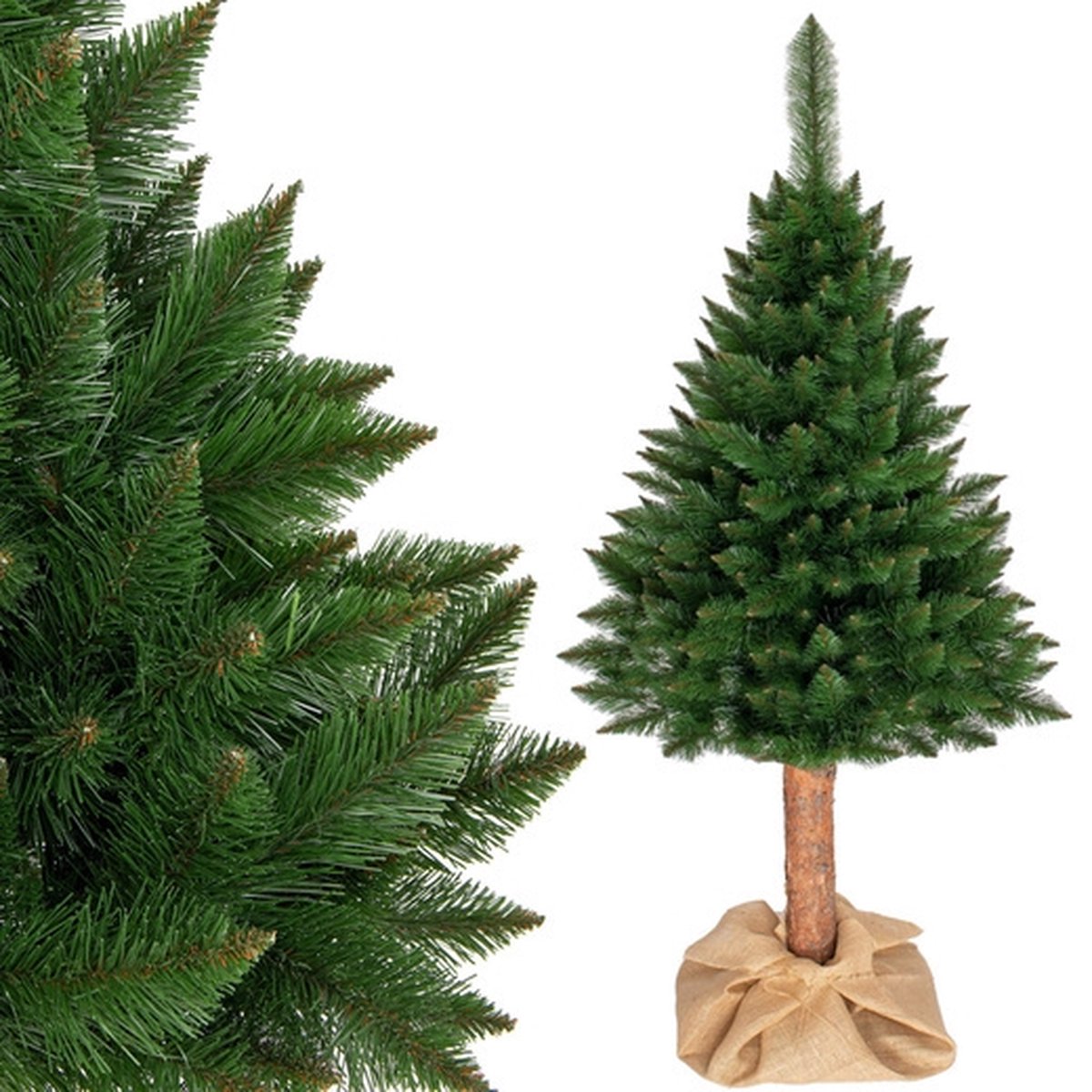 Kunstkerstboom Spar 220 cm met Houten Stam