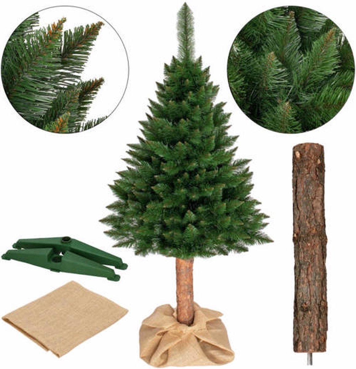 Kunstkerstboom Spar 220 cm met Houten Stam
