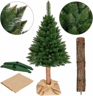 Kunstkerstboom Spar 220 cm met Houten Stam