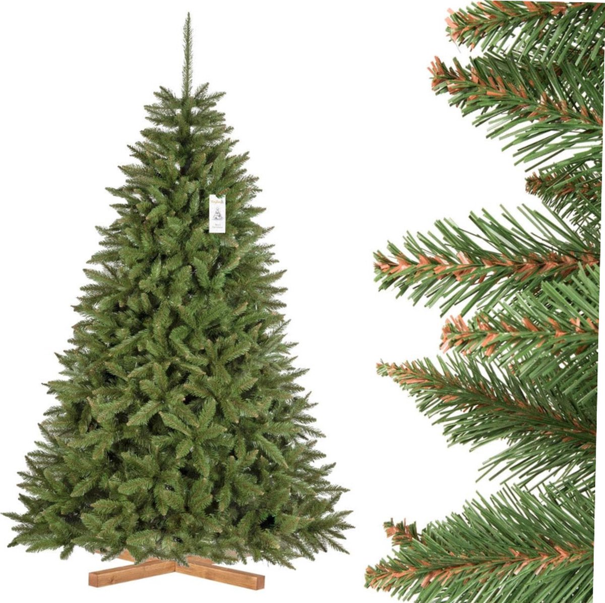 Kunstkerstboom Spar 220 cm Met Houten Stand Made in EU