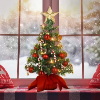 Kunstkerstboom Tafelmodel Rood 30x30x53 cm