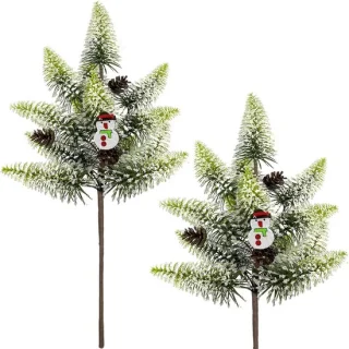 Kunstkerstboom takken met sneeuwman - 2 stuks - ShopVlot