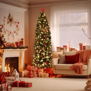 Kunstkerstboom tweekleurige led 228 cm