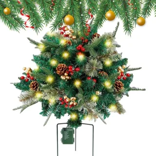 Kunstkerstboom - verlicht - 16x16x16 cm - groen