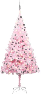 Kunstkerstboom verlicht 210 cm roze