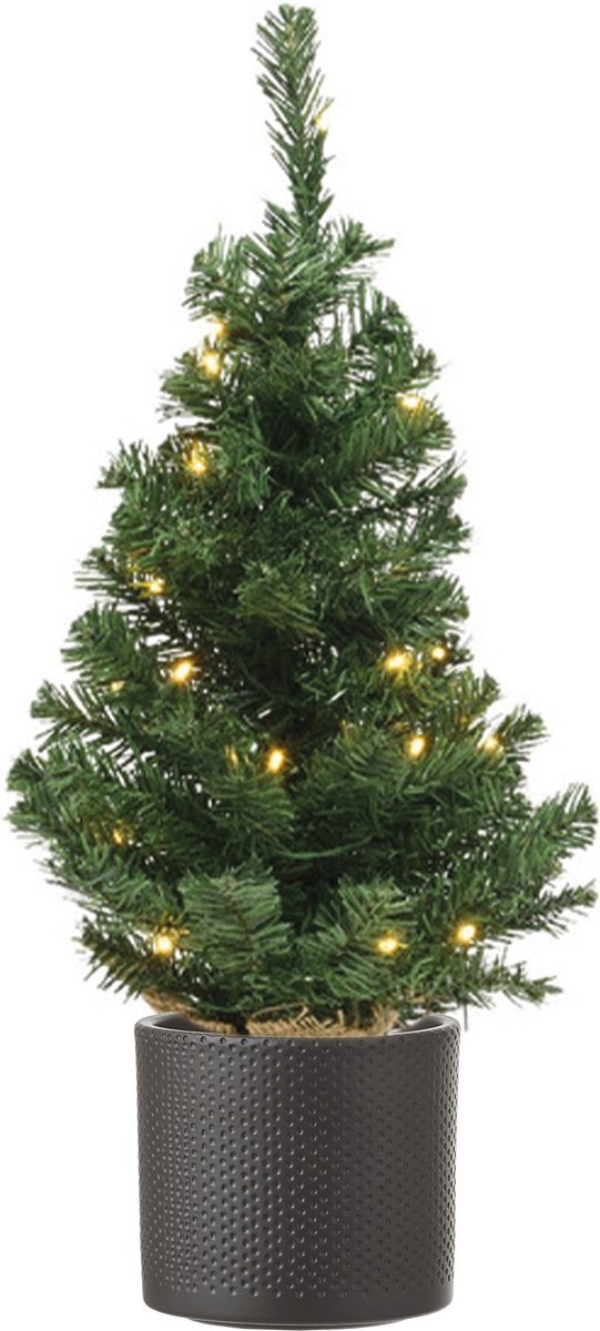 kunstkerstboom voll tak 75 cm met pot donkergrijs