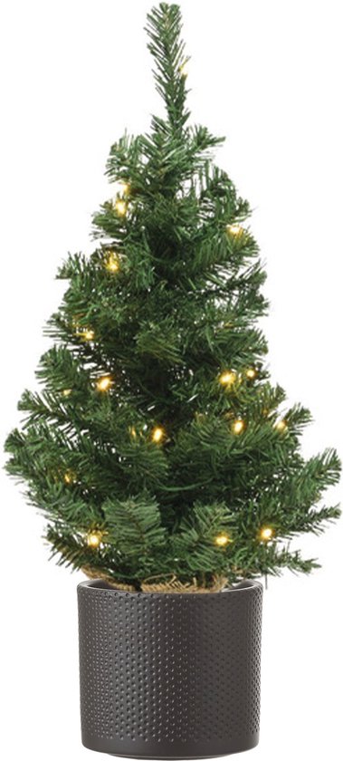 kunstkerstboom voll tak 75 cm met pot donkergrijs
