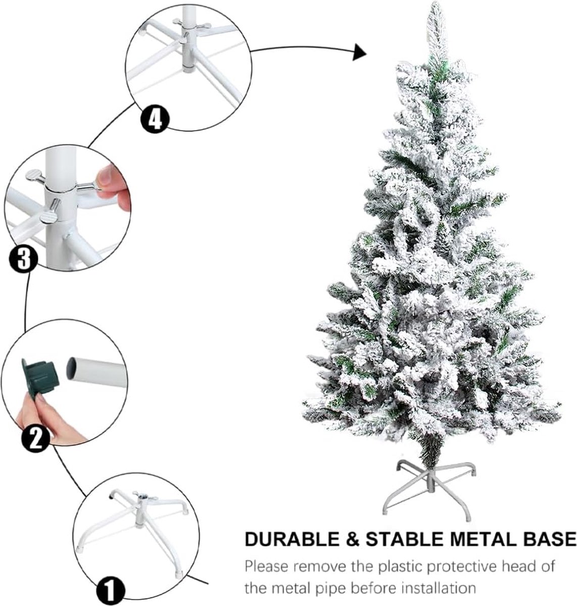 Kunstkerstboom wit 120 cm PVC metaal