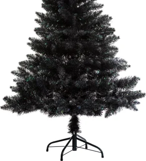 Kunstkerstboom zwart kunststof H18 met voet