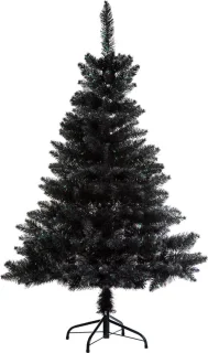 Kunstkerstboom zwart kunststof H18 met voet
