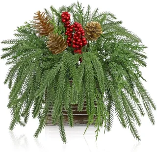 Kunstkerstplant in houten pot 26 cm