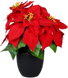 Kunstkerstster Kerstbloem Kunstplant 30 cm Rood