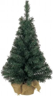 Kunstmatig groen boompje in jute zak - 90 cm hoog
