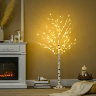 Kunstmatige berkenboom met led-verlichting 150 cm wit