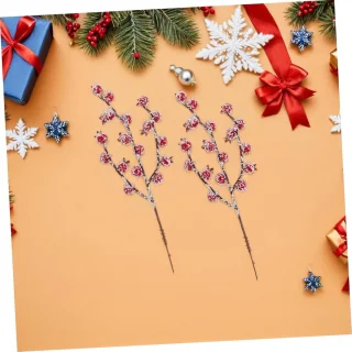 Kunstmatige bessentakken voor kerstdecoratie – 12 stuks – rood
