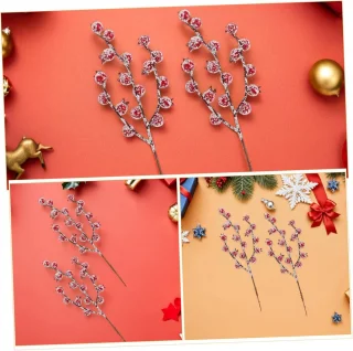 Kunstmatige bessentakken voor kerstdecoratie – 12 stuks – rood