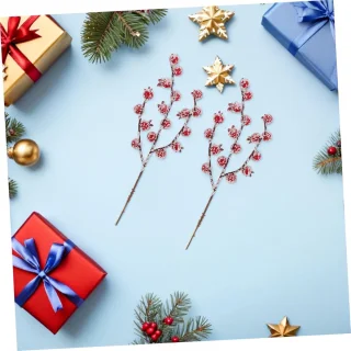 Kunstmatige bessentakken voor kerstdecoratie – 12 stuks – rood