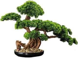 Kunstmatige bonsaiboom - nep pijnboom - woondecoratie - groen