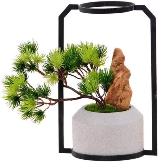 Kunstmatige dennenboom bonsai - 23x17x22cm - groen