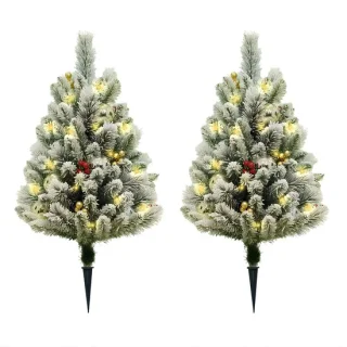 Kunstmatige Dennenboom Gevlokt 75 cm - 2-pack