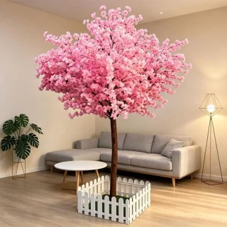 Kunstmatige kersenboom - nepbloesem decoratie - 120 cm hoog - roze