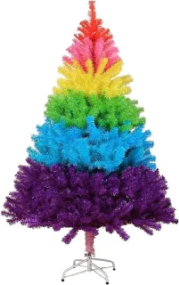 Kunstmatige kerstboom 90 cm met metalen standaard - regenboog design