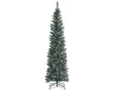 Kunstmatige kerstboom met besneeuwde takken en dennenappels