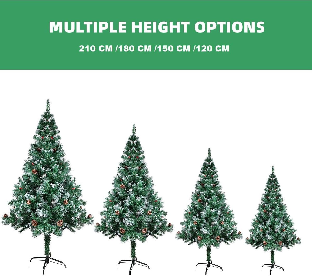 Kunstmatige kerstboom met metalen standaard 120-180 cm